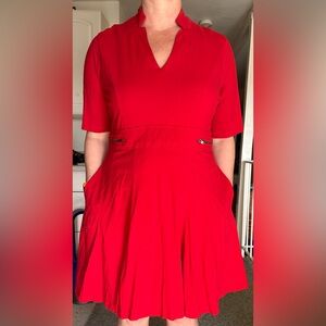 Red cotton eShakti dress XL